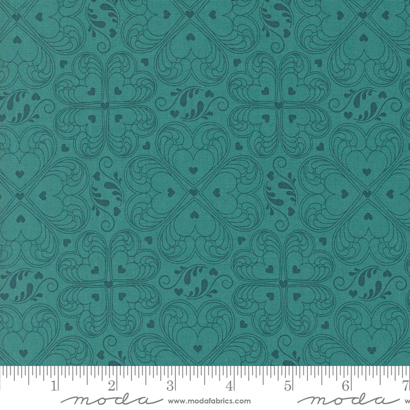 Legendary Love | Valentine Damask Hearts Teal