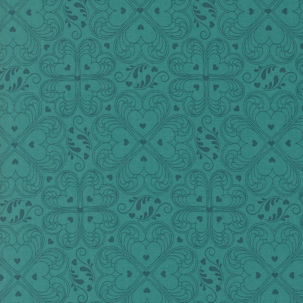 Legendary Love | Valentine Damask Hearts Teal