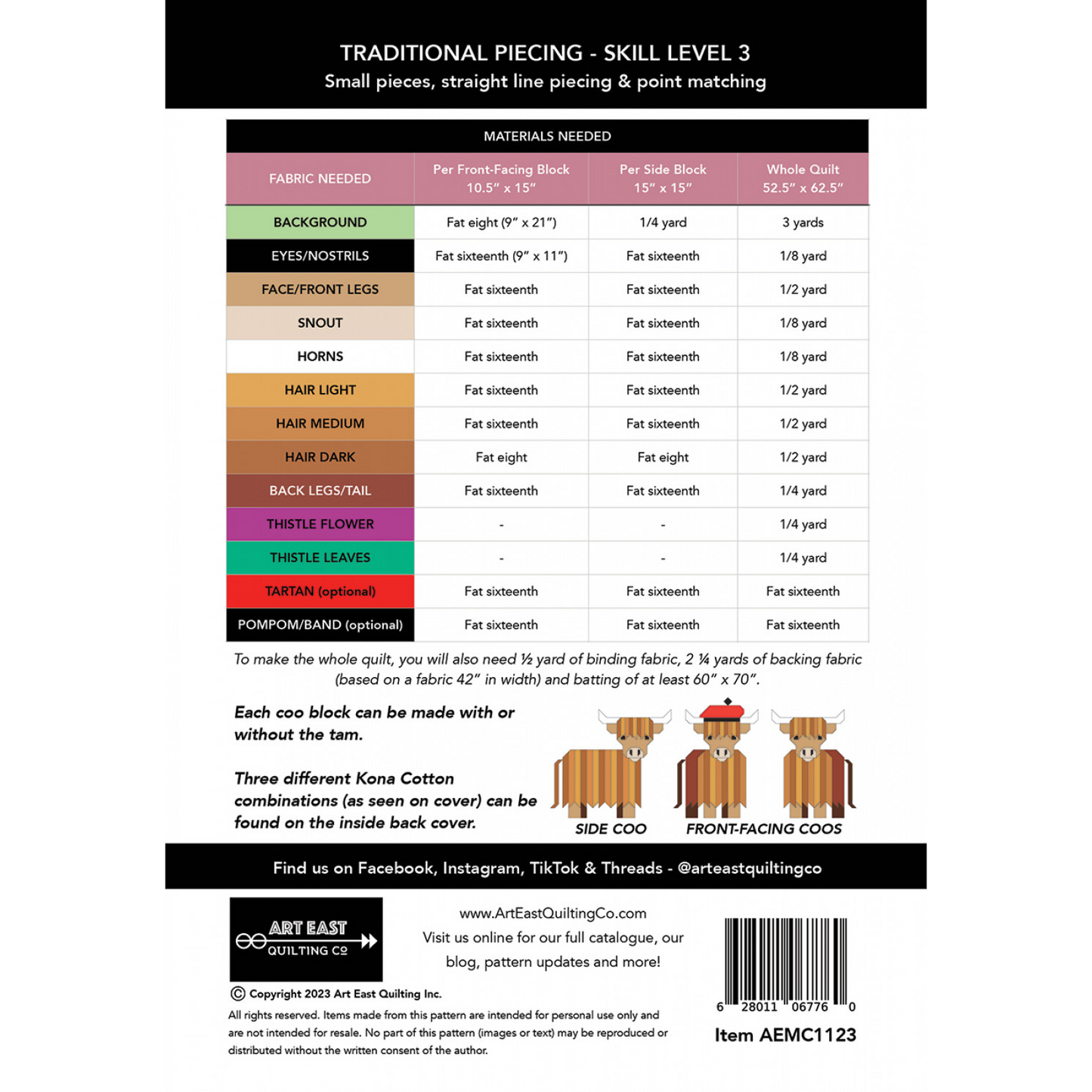 Mini Coos A Highland Cow Quilt Pattern | Art East Quilting Co