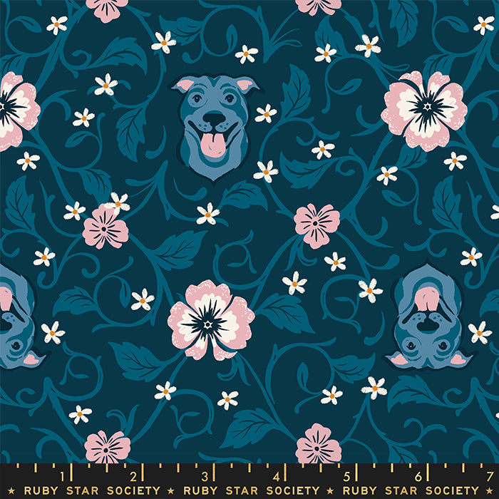 Dog Park | Pitbull Floral Teal Navy