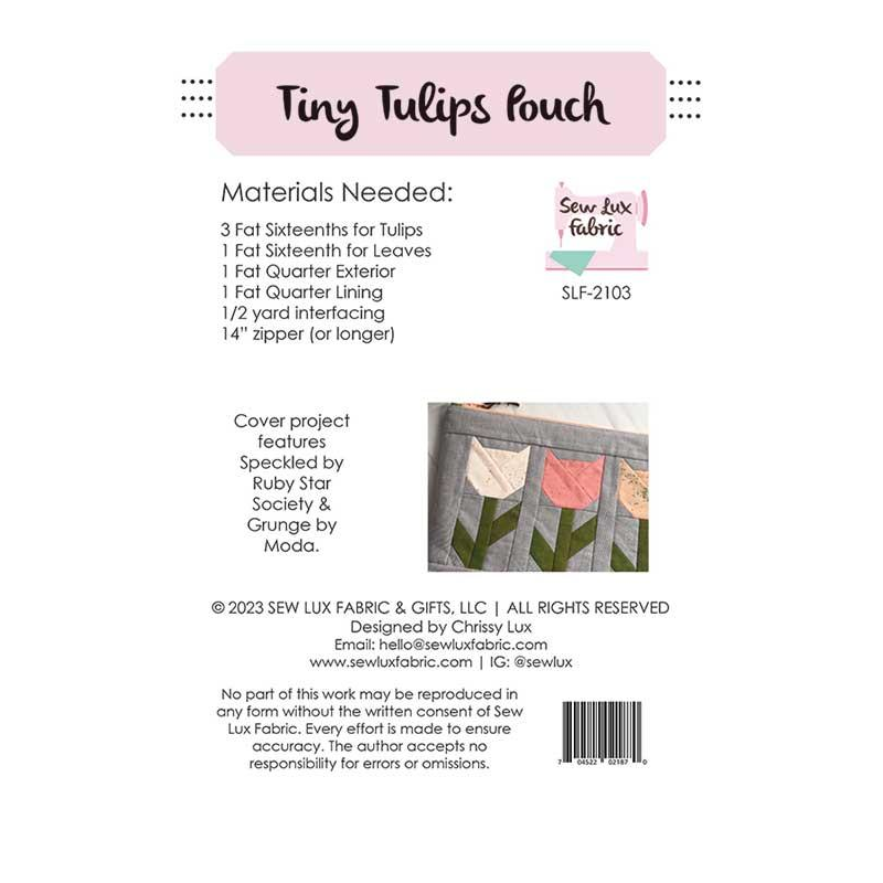 Tiny Tulips Pouch | Sew Lux Fabric