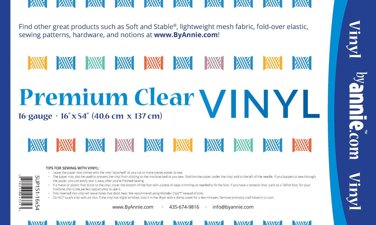 Premium Clear Vinyl - 16in x 54in | ByAnnie
