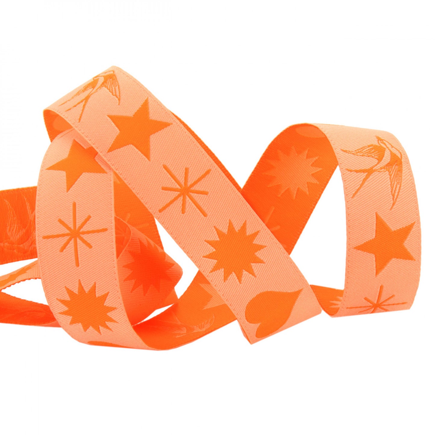Tula Pink Fairy Flakes Ribbon 7/8" Lunar Orange. Sold by the Yard