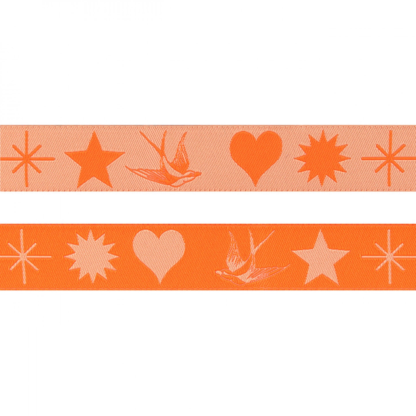 Tula Pink Fairy Flakes Ribbon 7/8" Lunar Orange. Sold by the Yard