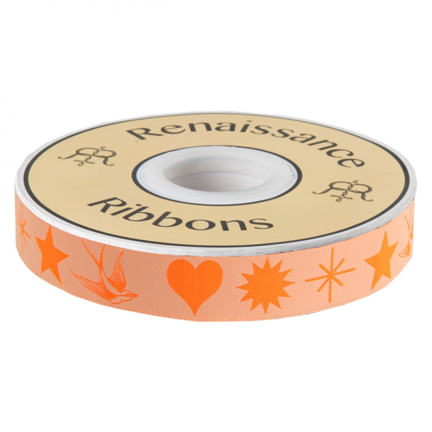 Tula Pink Fairy Flakes Ribbon 7/8" Lunar Orange. Sold by the Yard