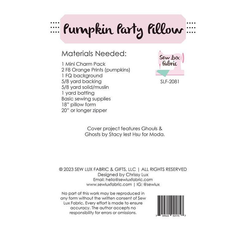 Pumpkin Party Pillow | Sew Lux Fabric