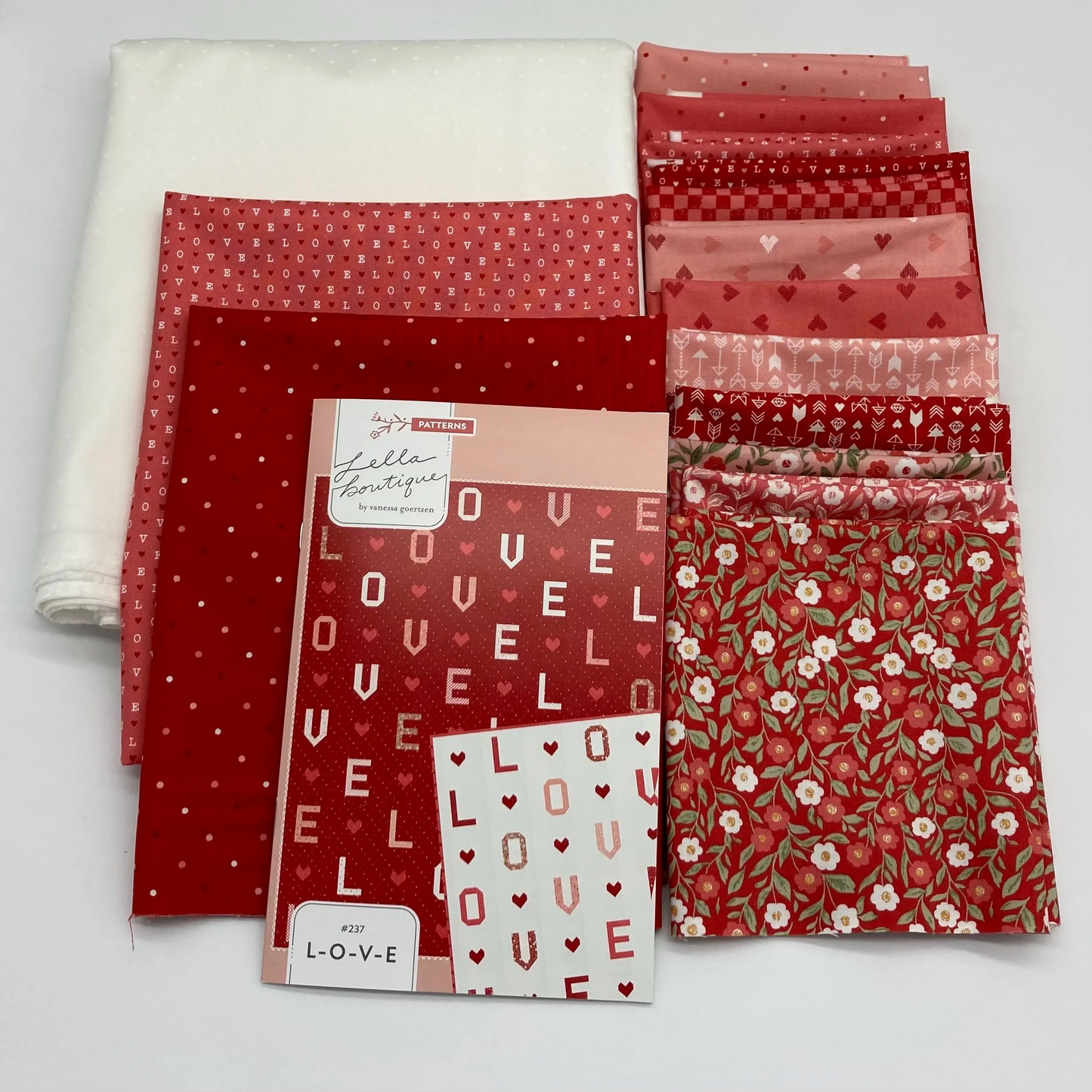 L-O-V-E Quilt Kit Featuring Love Blooms by Lella Boutique - White Background