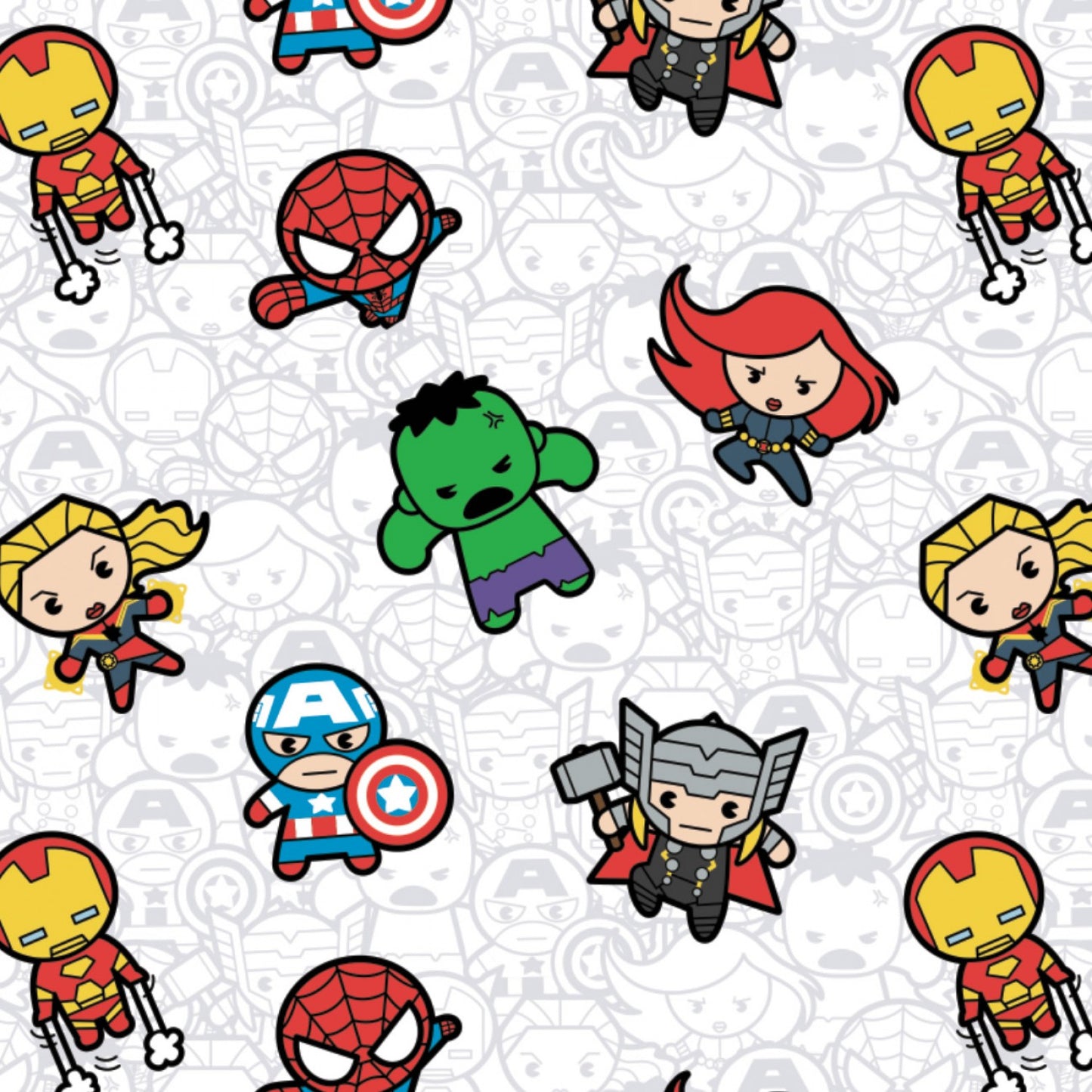 Camelot Fabrics | Marvel Kawaii Action Packed Heroes - White