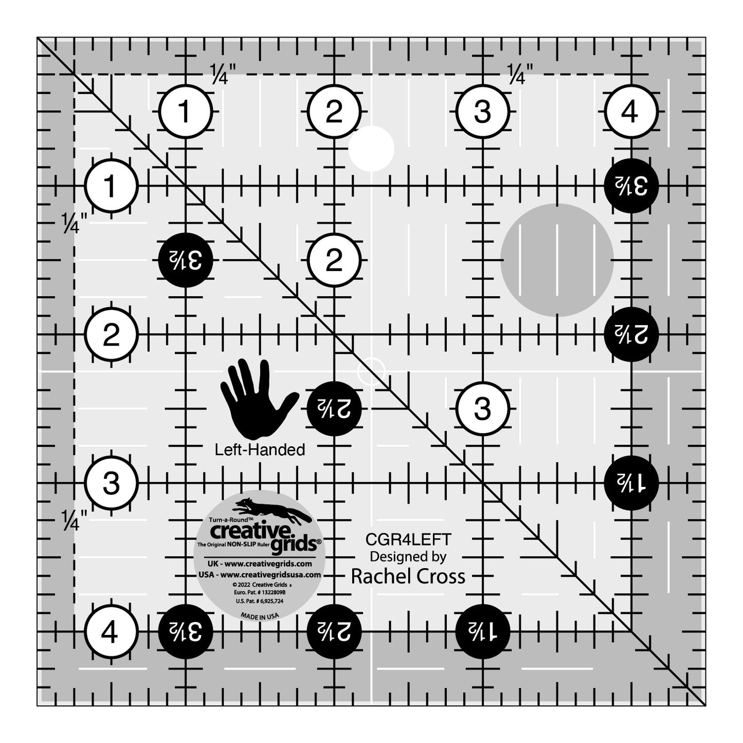 4.5" Square Left Hand Quilt Ruler | Creative Grids