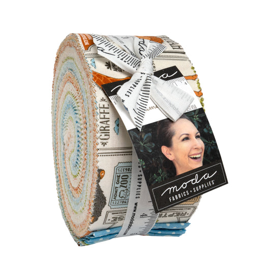Front view of a Moda Jelly Roll for the line Animal Park fun by Stacy Iest Hsu.