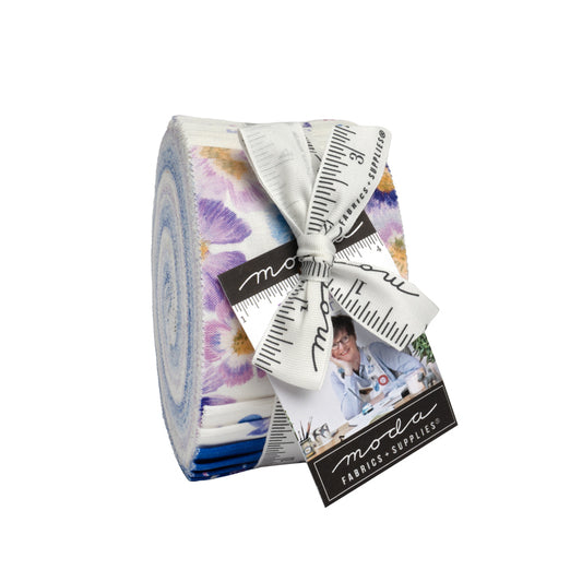 Top view of a Delphinium Jelly Roll by Janet Clare for Moda Fabrics.