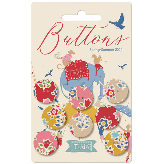 Jubilee | Farm Flower Fabric Covered Buttons .72" (18mm) - 8 Piece
