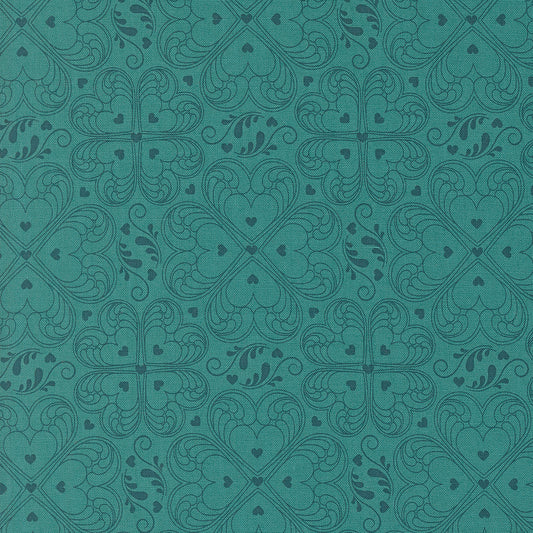 Legendary Love | Valentine Damask Hearts Teal