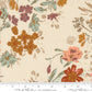 Floral fabric pattern with a ruler for scale on a cream background