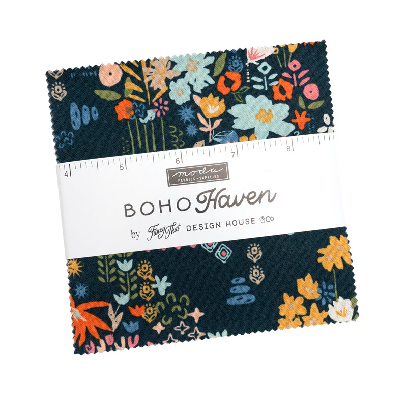 Top view of a Boho Haven charm pack by Fancy That Design House.