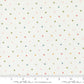 White Fabric with Pin Dots in Pink, Honey, Green, and Blue. 100% Cotton from Wild Honey by Lella Boutique 
for Moda Fabrics. Ruler for Scale at the Bottom.