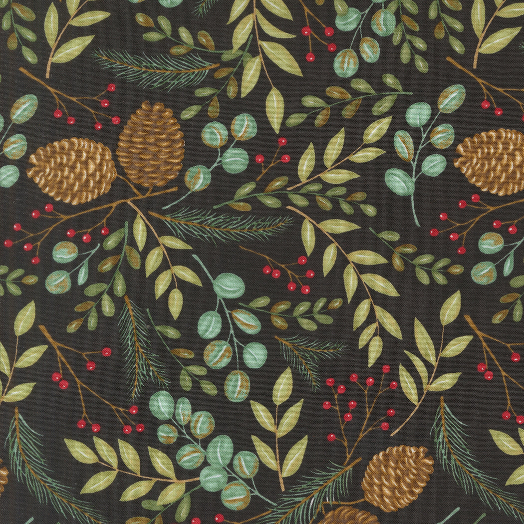 Winter Friends | Woodland Greenery Landscape Charcoal Black