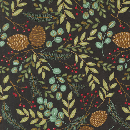 Winter Friends | Woodland Greenery Landscape Charcoal Black