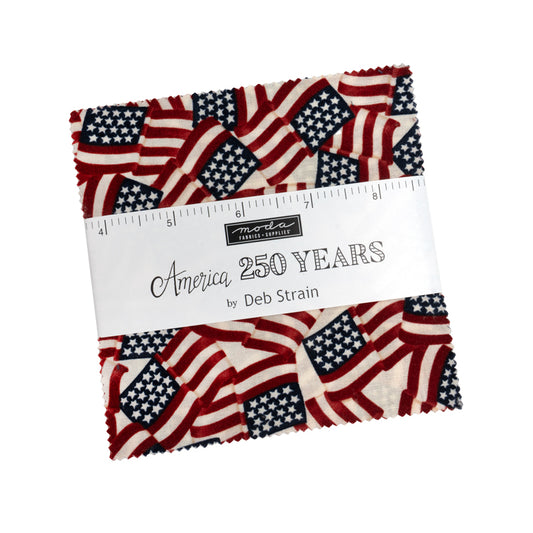 Top view of the America 250 Years Charm Pack by Deb Strain for Moda Fabrics