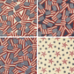 Four patterns from the America 250 Years fabric line by Deb Strain for Moda Fabrics. 3 fabrics feature tossed American flags on white and blue backgrounds, and the last shows  red and blue star designs on a cream background. 