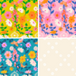Four floral patterns in different colors and styles.
