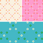 Three different patterns of flowers on a grid background.