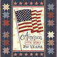 Quilt with American flag and stars celebrating 250 years of America, featuring a cream panel.