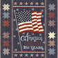 Quilt with American flag and stars celebrating 250 years of America, featuring a navy panel.