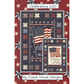 Front cover of the Celebrating 250 quilt pattern by coach house designs showing a patriotic panel pattern in two colors.