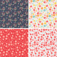 Four different floral patterns arranged in a grid.