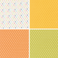 Four different patterns in various colors arranged in a grid.