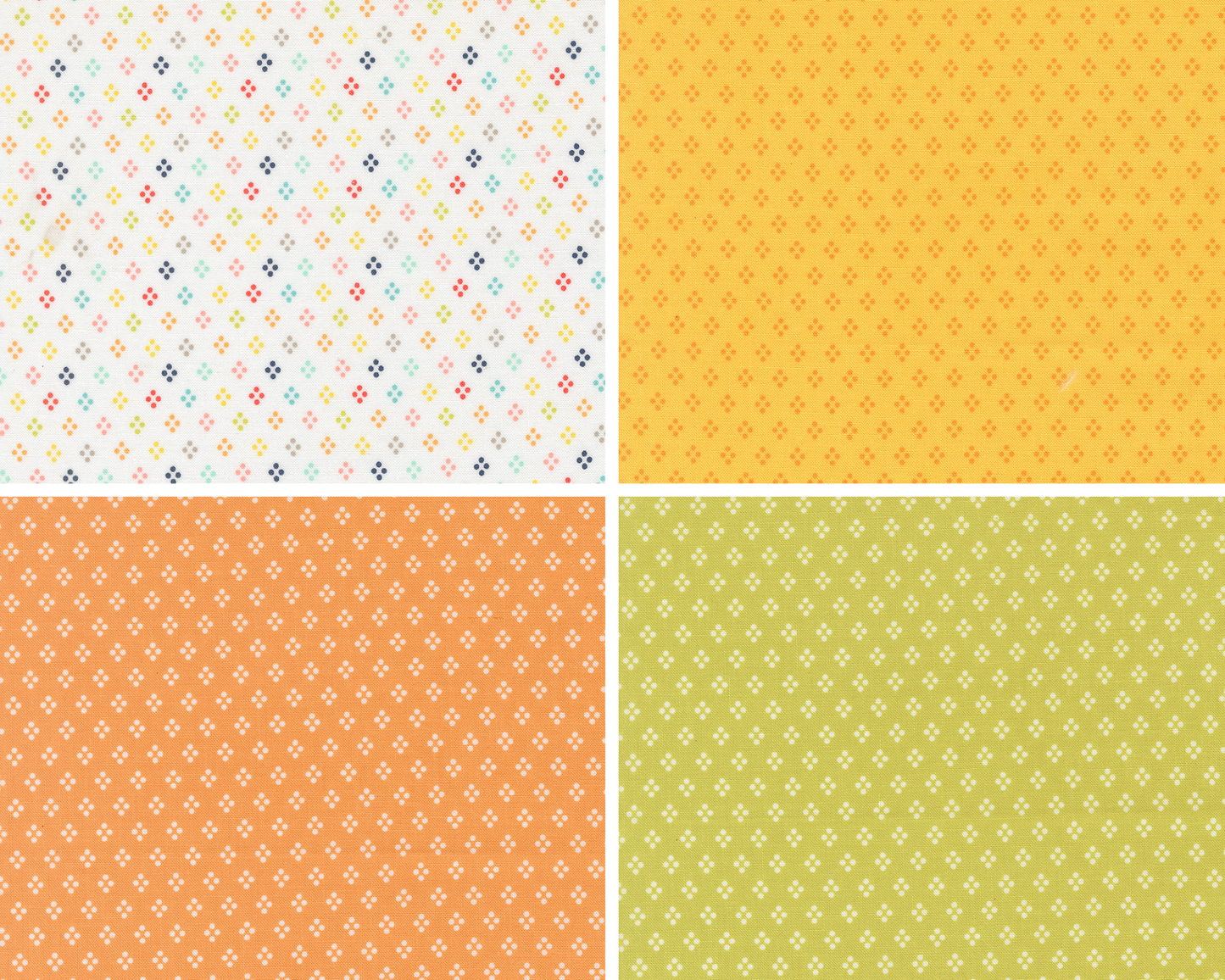 Four different patterns in various colors arranged in a grid.
