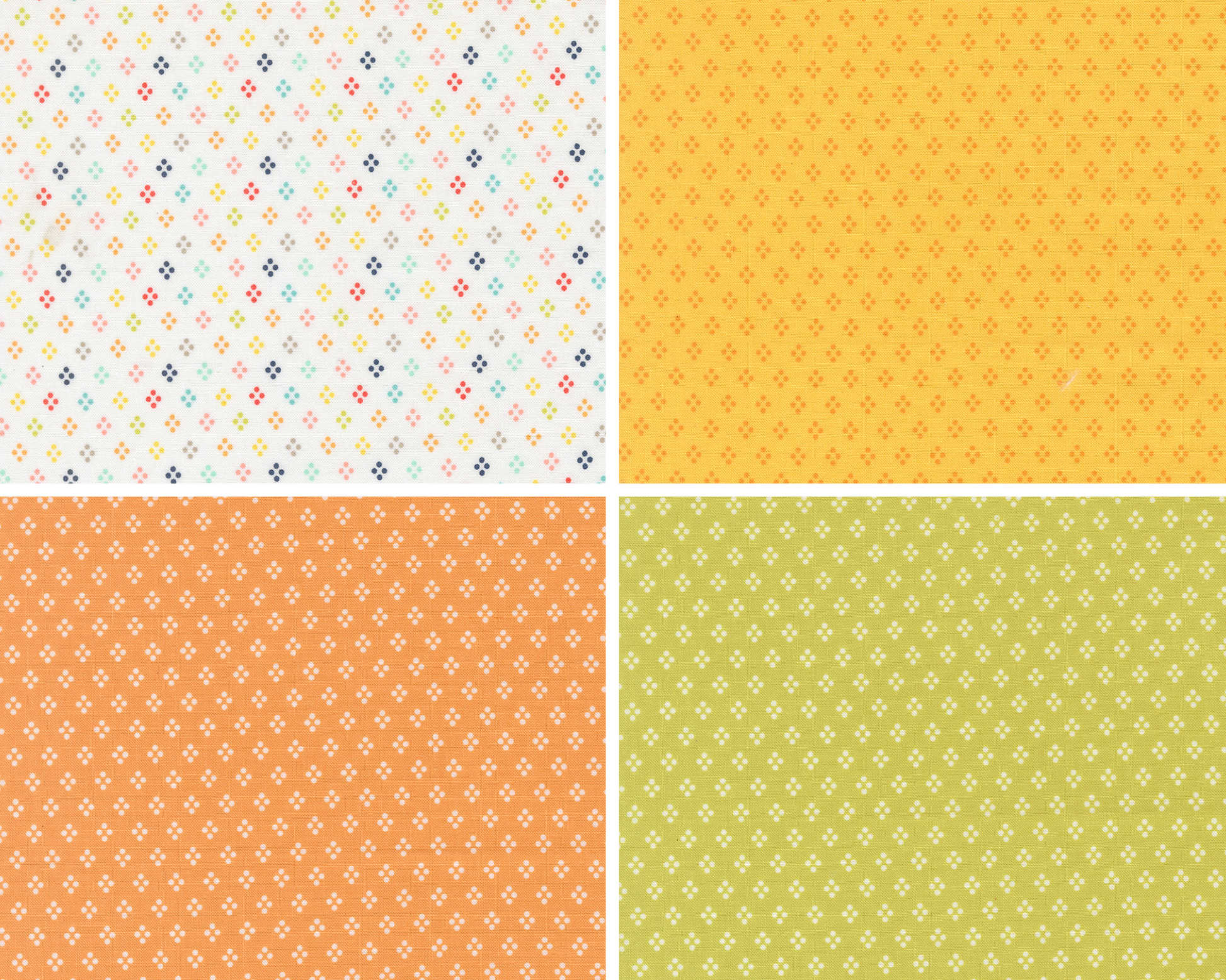 Four different patterns in various colors arranged in a grid.