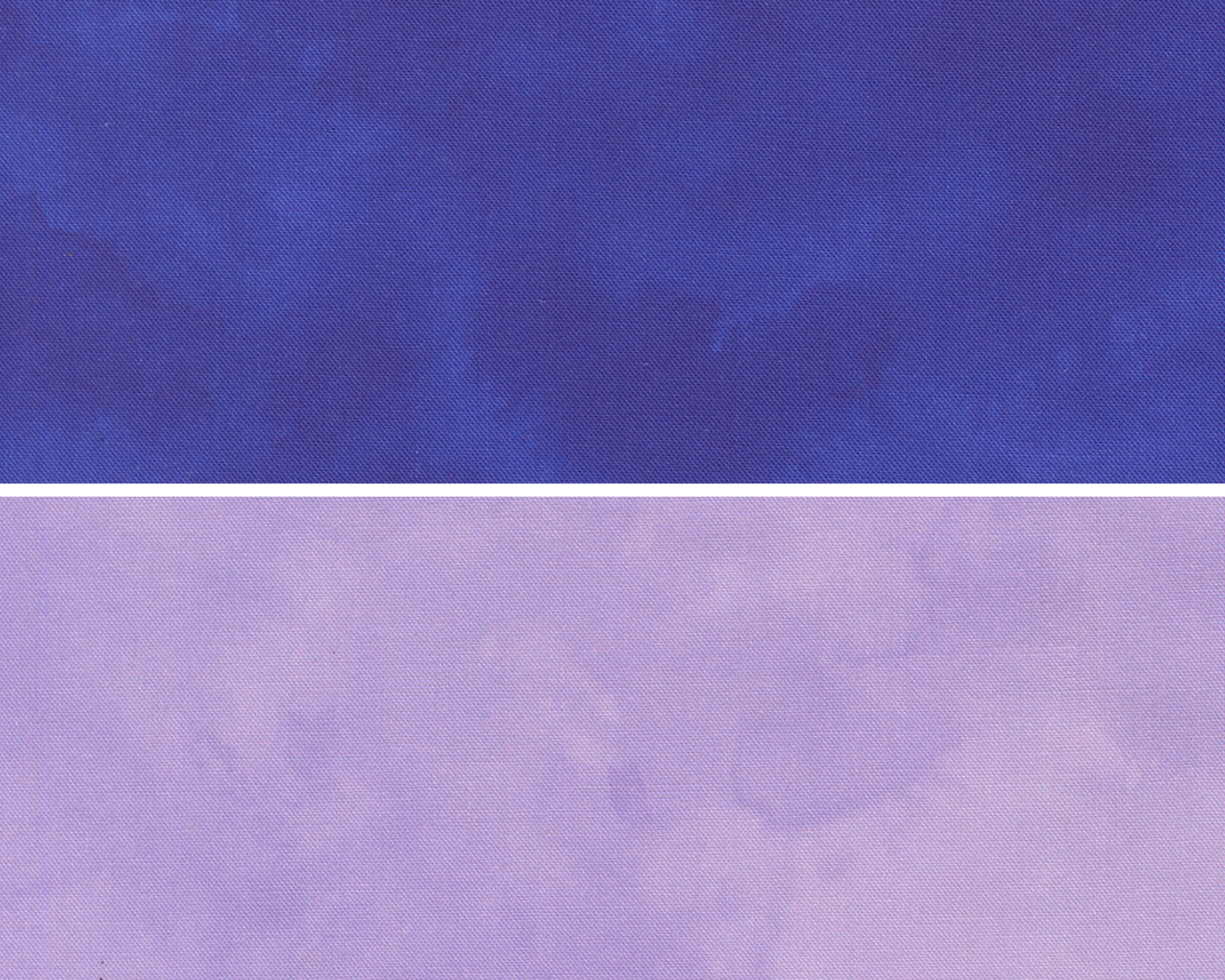 Two fabric swatches in shaded solids of blue and purple.