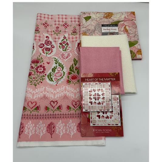 Heart of the Matter Quilt Kit Featuring Darling Peony by Robin Pickens