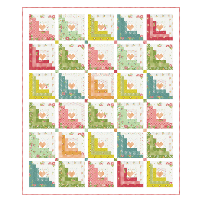 Hearts at Home II Quilt Kit Featuring Strawberry Lemonade