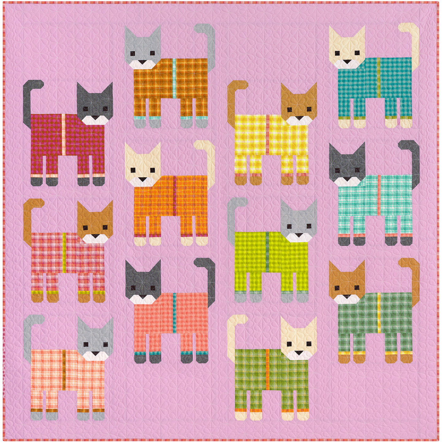 Cats in Pajamas Quilt Kit featuring Kitchen Window Wovens | Elizabeth Hartman