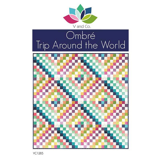 Ombre Trip Around the World Quilt Kit Featuring Best of Ombre Confetti Metallic by V and Co.