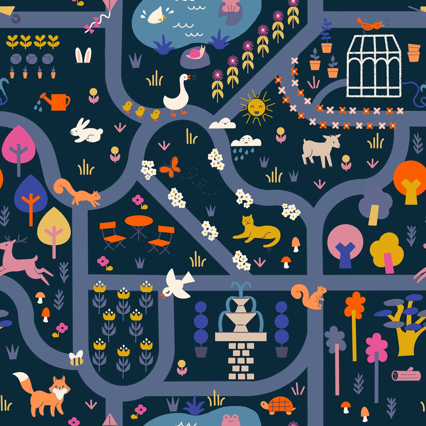 Woodland Park | Garden Map Teal Navy