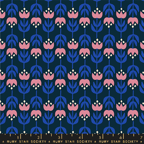 Woodland Park | Vintage Tulips Teal Navy