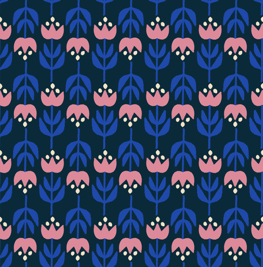 Woodland Park | Vintage Tulips Teal Navy