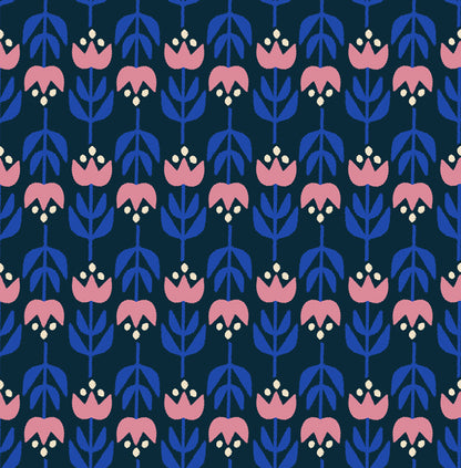 Woodland Park | Vintage Tulips Teal Navy