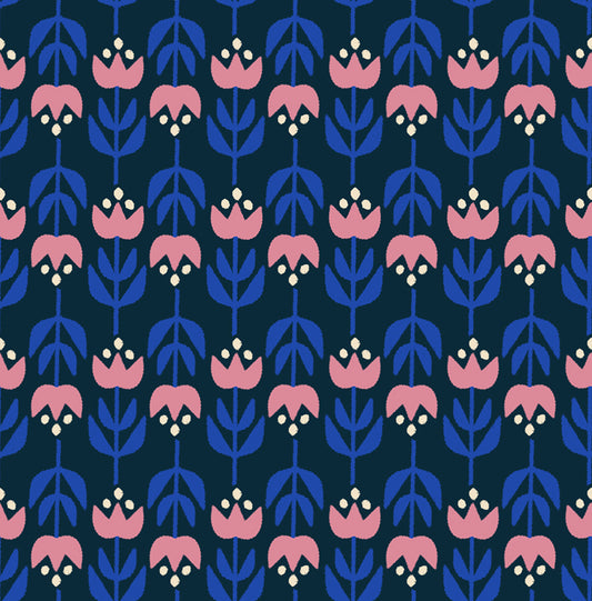 Woodland Park | Vintage Tulips Teal Navy