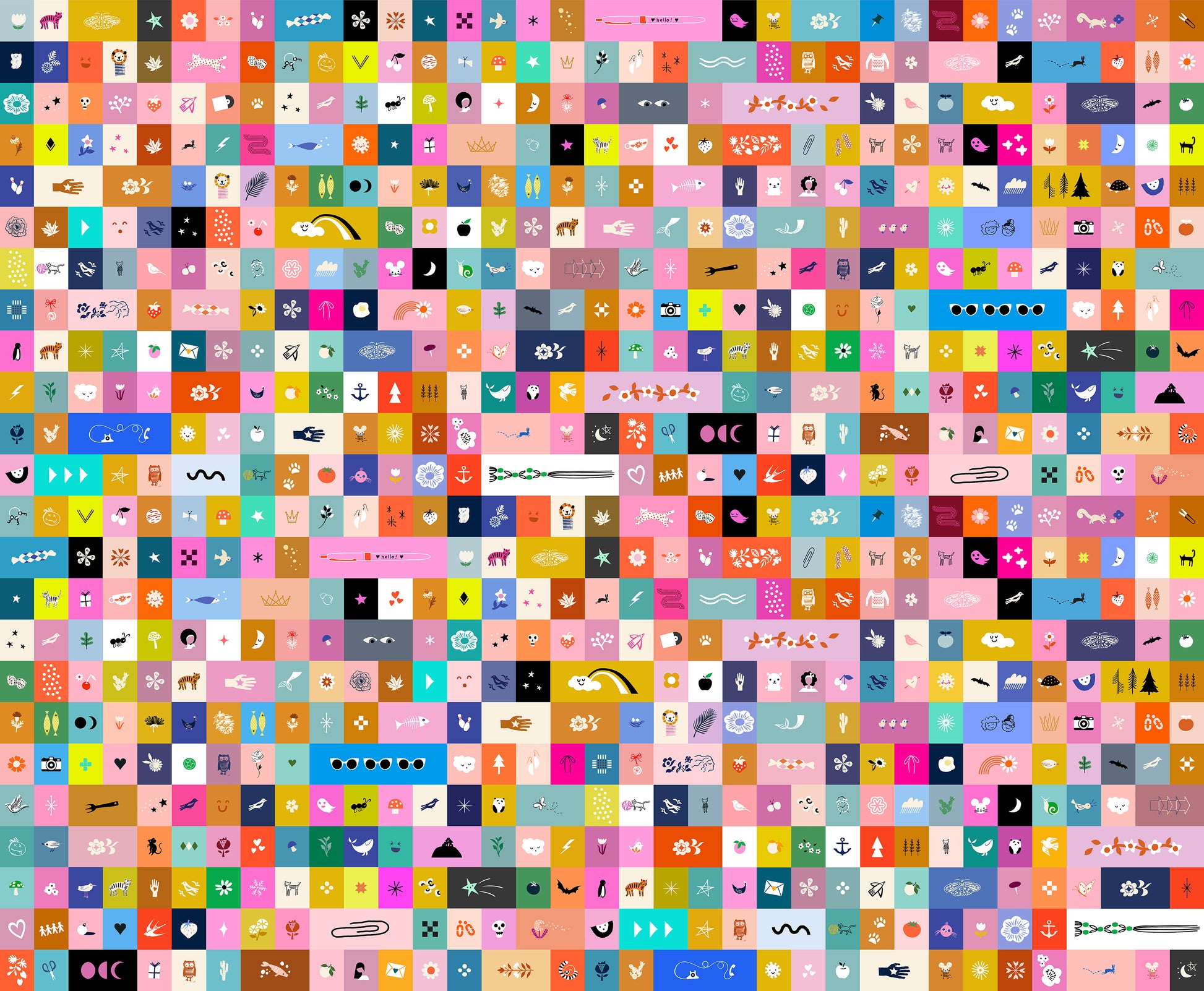 Grid of small colorful icons and symbols