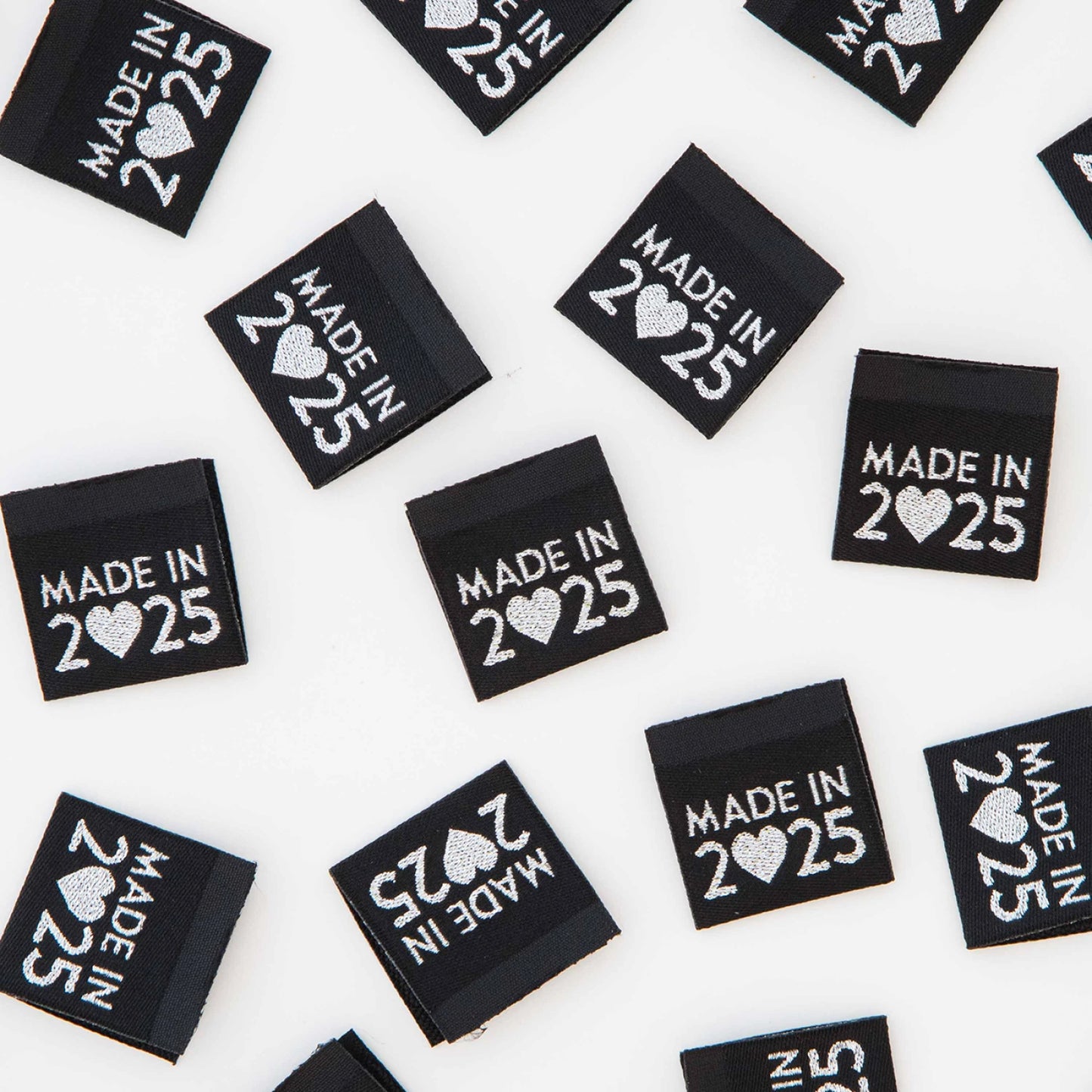 Made in 2025 Silver Woven Labels | Sarah Hearts