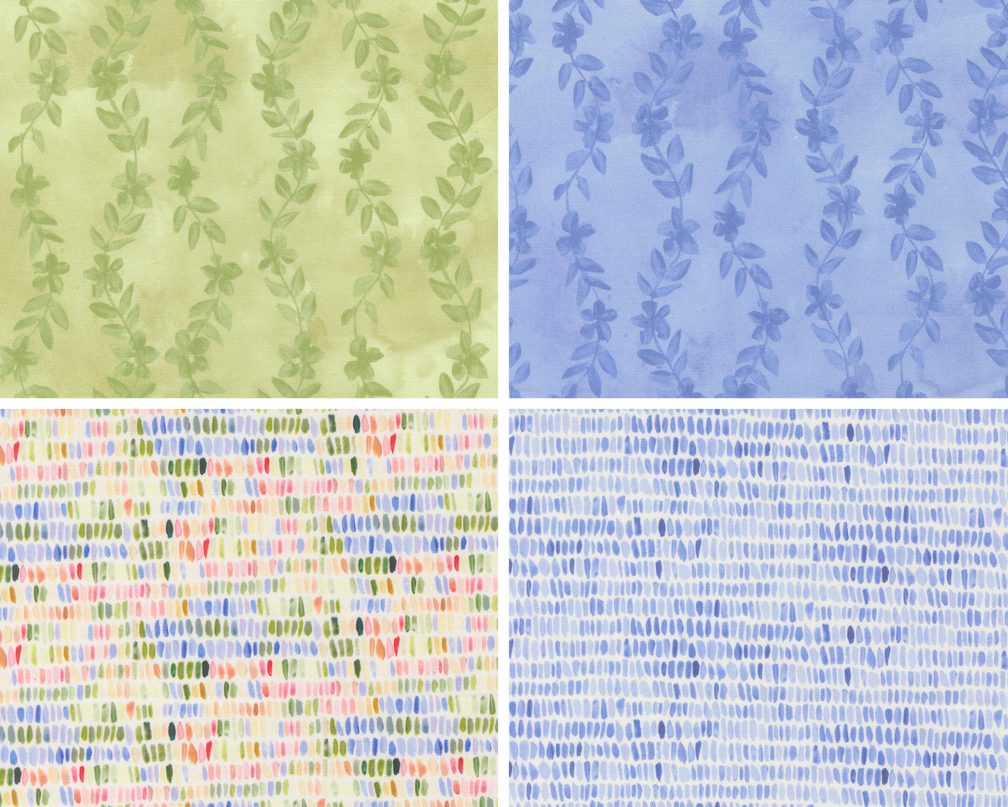 Four different fabric patterns arranged in a grid.