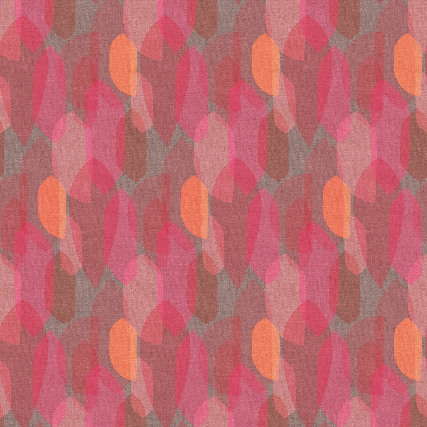 
This vibrant fabric features a dynamic pattern of overlapping digital color blocks in shades of raspberry, pink, and orange, creating a visually stimulating design that is both modern and artistic. The pattern's geometric shapes interlock seamlessly, offering a contemporary aesthetic that is perfect for a variety of creative projects, from fashion to home decor. The fabric's texture is soft and breathable, making it comfortable for wear and durable for use.