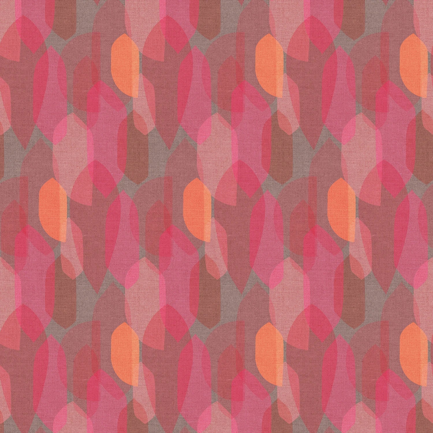 
This vibrant fabric features a dynamic pattern of overlapping digital color blocks in shades of raspberry, pink, and orange, creating a visually stimulating design that is both modern and artistic. The pattern's geometric shapes interlock seamlessly, offering a contemporary aesthetic that is perfect for a variety of creative projects, from fashion to home decor. The fabric's texture is soft and breathable, making it comfortable for wear and durable for use.