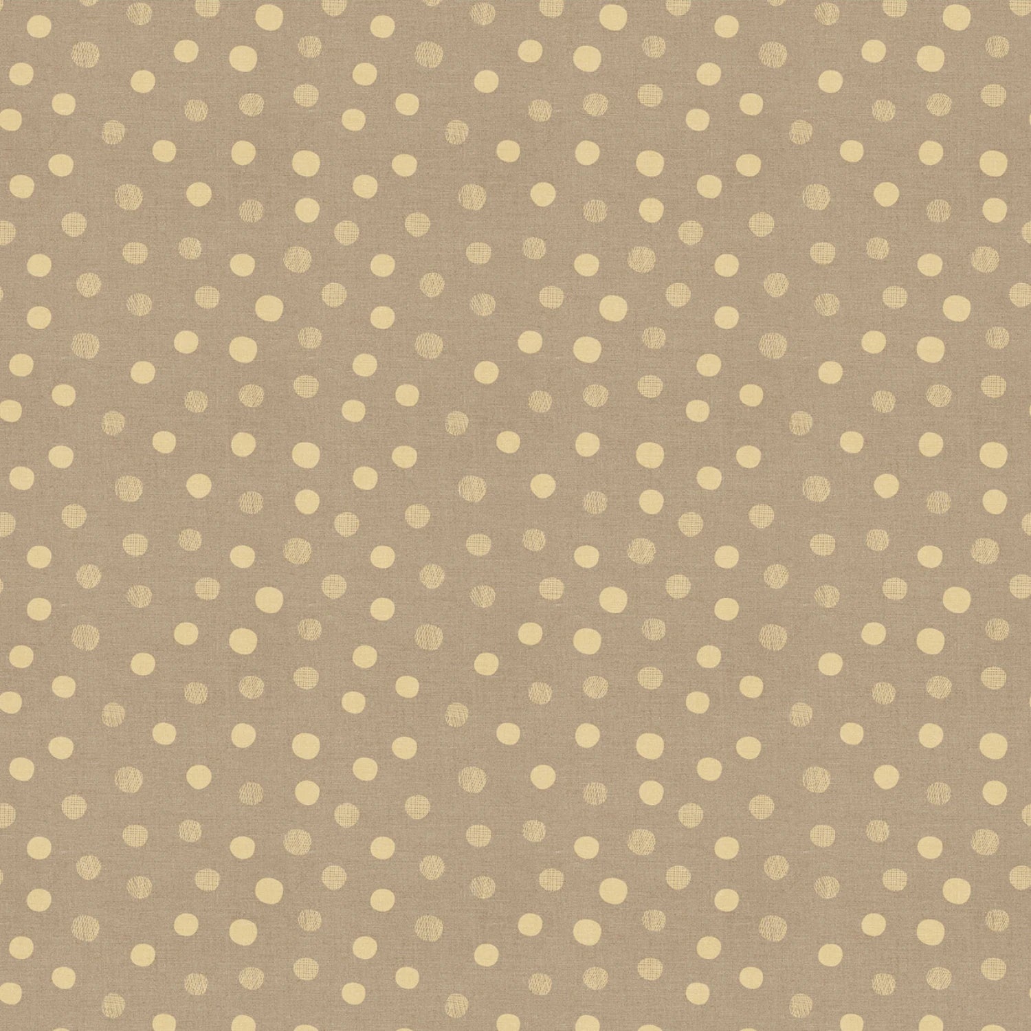 
This fabric features a charming design of caramel-colored digital polka dots scattered across a soft, muted beige background. The polka dots are evenly distributed, creating a playful yet sophisticated look that is perfect for a variety of sewing projects, from apparel to home decor. The fabric's texture is smooth, providing a comfortable feel, and its color palette adds a warm, inviting touch to any creation.
