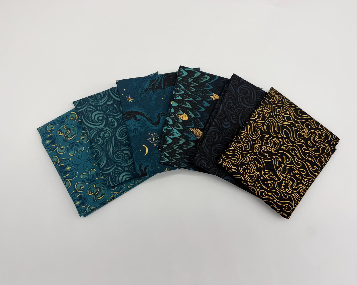 Fireglow - 6 Piece Black and Blue Fat Quarter Bundle